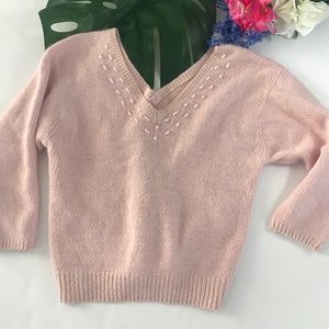‼️SILK & ANGORA Baby Pink Sweater w beads M‼️